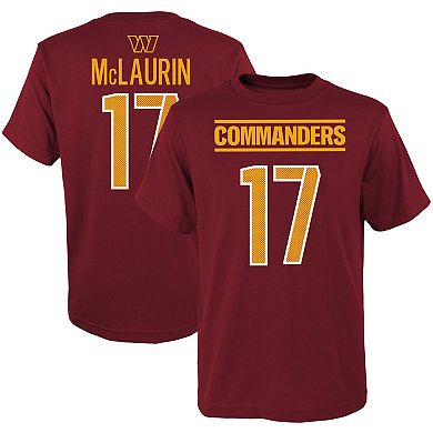 Youth Terry McLaurin Burgundy Washington Commanders Mainliner Player Name & Number T-Shirt