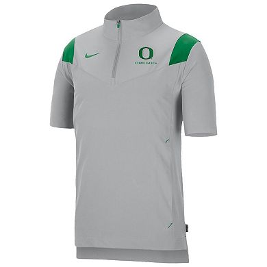 Men's Nike Gray Oregon Ducks Coach Short Sleeve Quarter-Zip Jacket