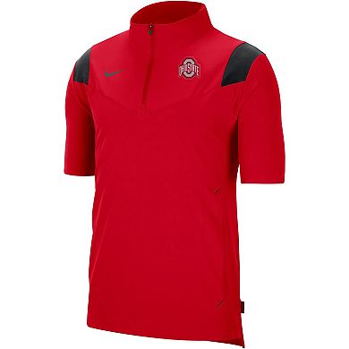 Men's Nike Scarlet Ohio State Buckeyes Coach Short Sleeve Quarter-Zip Jacket