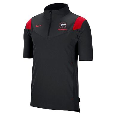 Men's Nike Black Georgia Bulldogs Coach Short Sleeve Quarter-Zip Jacket