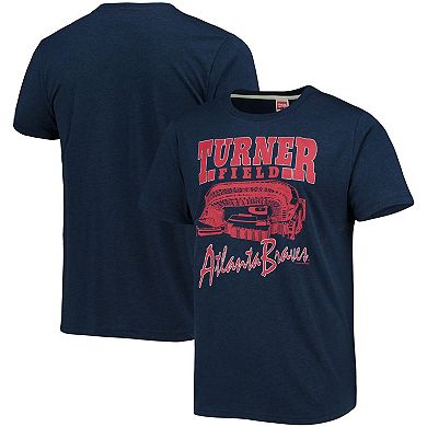 Men's Homage Navy Atlanta Braves Stadium Tri-Blend T-Shirt