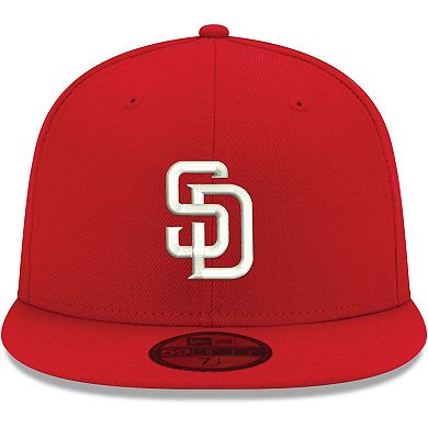 Men's New Era Red San Diego Padres Logo White 59FIFTY Fitted Hat