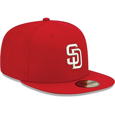 Men's New Era Red San Diego Padres Logo White 59FIFTY Fitted Hat