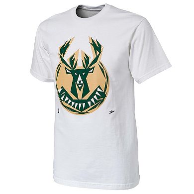 Men's NBA x Naturel White Milwaukee Bucks No Caller ID T-Shirt