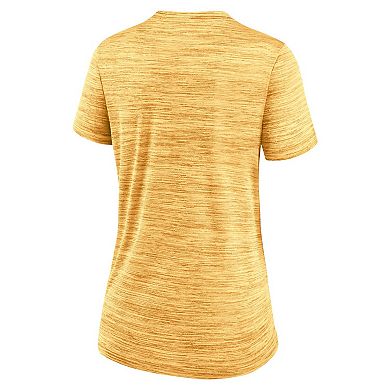 Women's Nike Gold Boston Red Sox MLB City Connect Velocity Space-Dye Performance V-Neck T-Shirt