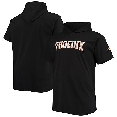 Men's Black Phoenix Suns Big & Tall 2-Hit Short Sleeve Pullover Hoodie