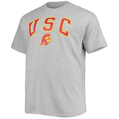 Men's Champion Heathered Gray USC Trojans Big & Tall Arch Over Logo T-Shirt