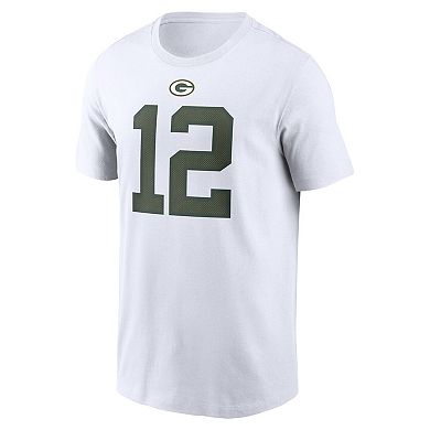 Men's Nike Aaron Rodgers White Green Bay Packers Player Name & Number T-Shirt