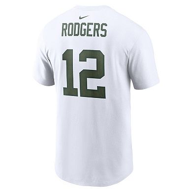 Men's Nike Aaron Rodgers White Green Bay Packers Player Name & Number T-Shirt