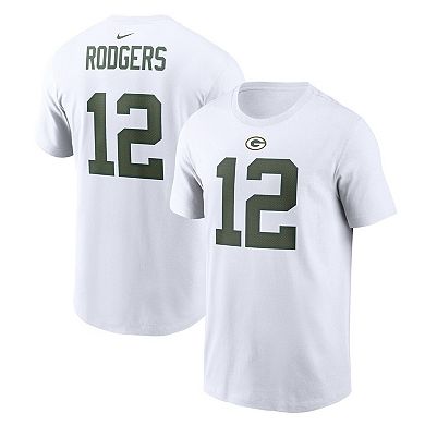 Men's Nike Aaron Rodgers White Green Bay Packers Player Name & Number T-Shirt