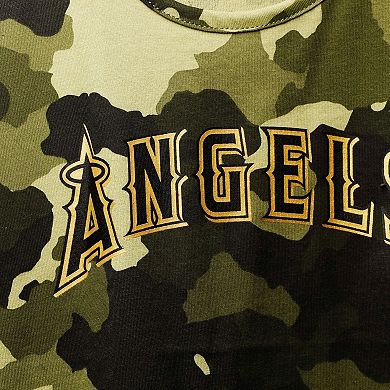 Women's New Era Green Los Angeles Angels 2022 MLB Armed Forces Day Camo Racerback Tank Top