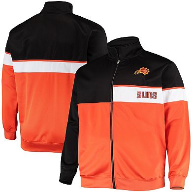 Men's Black/Orange Phoenix Suns Big & Tall Pieced Body Full-Zip Track Jacket