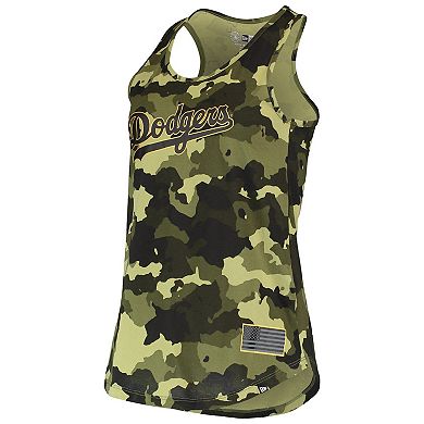Women's New Era Green Los Angeles Dodgers 2022 MLB Armed Forces Day Camo Racerback Tank Top