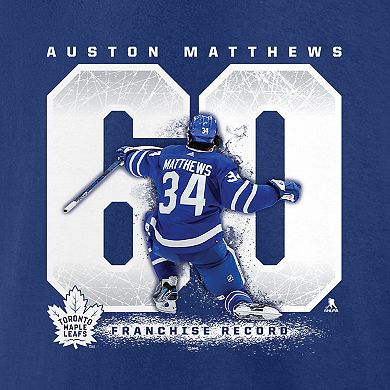 Men's Fanatics Branded Auston Matthews Blue Toronto Maple Leafs Goal Record T-Shirt