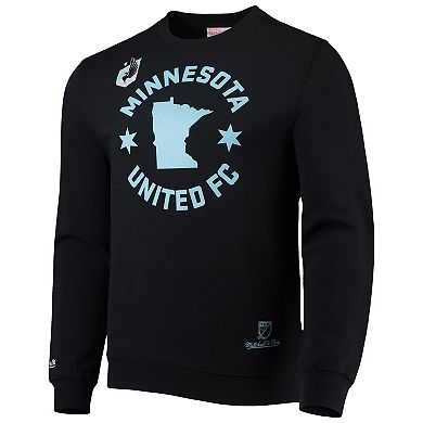 Men's Mitchell & Ness Black Minnesota United FC Black & Blue Pullover Sweatshirt