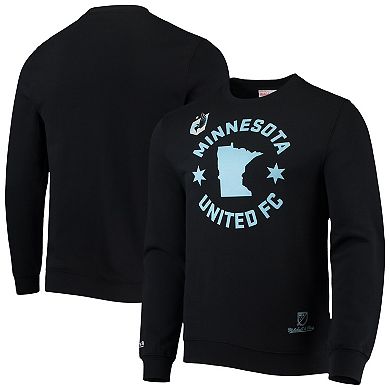 Men's Mitchell & Ness Black Minnesota United FC Black & Blue Pullover Sweatshirt