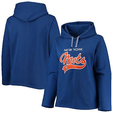 Women's Soft as a Grape Royal New York Mets Plus Size Side Split Pullover Hoodie