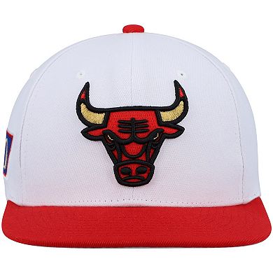 Men's Mitchell & Ness White/Red Chicago Bulls Hardwood Classics NBA 50th Anniversary Snapback Hat