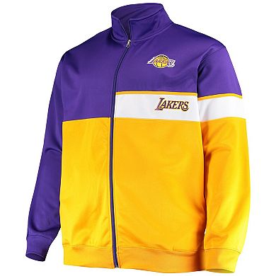 Men's Purple/Gold Los Angeles Lakers Big & Tall Pieced Body Full-Zip Track Jacket