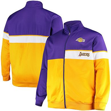 Men's Purple/Gold Los Angeles Lakers Big & Tall Pieced Body Full-Zip Track Jacket