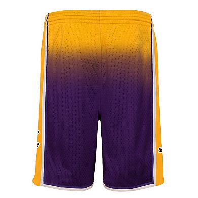 Youth Mitchell & Ness Gold/Purple Los Angeles Lakers 2009/10 Hardwood Classics Fadeaway Reload 3.0 Swingman Shorts