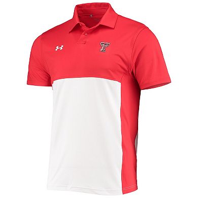 Men's Under Armour Red/White Texas Tech Red Raiders 2022 Blocked Coaches Performance Polo