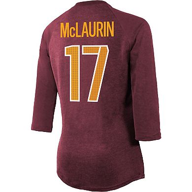 Women's Majestic Threads Terry McLaurin Burgundy Washington Commanders Name & Number Raglan 3/4 Sleeve T-Shirt