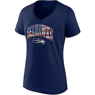 Women's Fanatics Branded College Navy Seattle Seahawks Team Banner Wave V-Neck T-Shirt