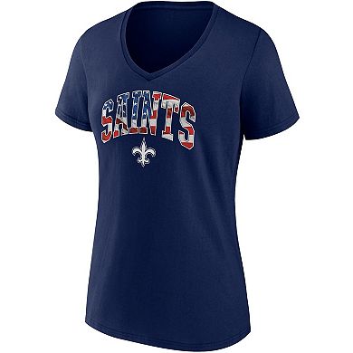 Women's Fanatics Branded Navy New Orleans Saints Team Banner Wave V-Neck T-Shirt