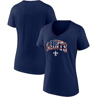 Women's Fanatics Branded Navy New Orleans Saints Team Banner Wave V-Neck T-Shirt