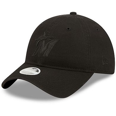 Women's New Era Miami Marlins Black on Black Core Classic II 9TWENTY Adjustable Hat