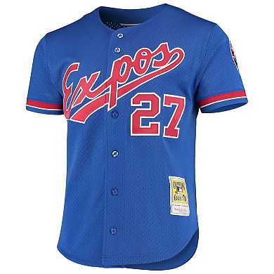 Men's Mitchell & Ness Vladimir Guerrero Royal Montreal Expos Cooperstown Collection Mesh Batting Practice Button-Up Jersey