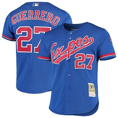 Men's Mitchell & Ness Vladimir Guerrero Royal Montreal Expos Cooperstown Collection Mesh Batting Practice Button-Up Jersey