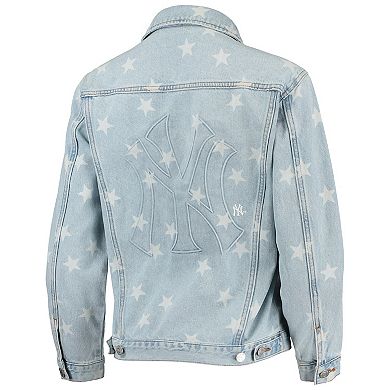 Women's The Wild Collective New York Yankees Allover Print Button-Up Denim Jacket