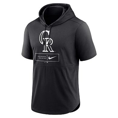 Men's Nike Black Colorado Rockies Lockup Performance Short Sleeve Lightweight Hooded Top