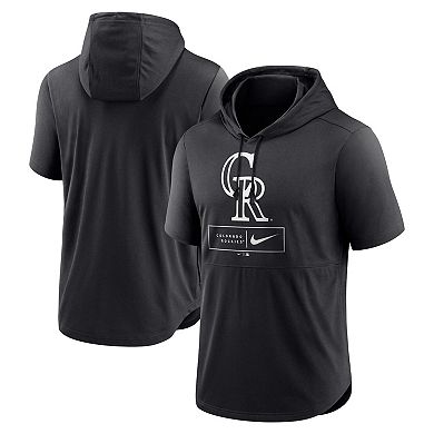 Men's Nike Black Colorado Rockies Lockup Performance Short Sleeve Lightweight Hooded Top