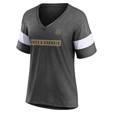 Women's Fanatics Branded Heathered Charcoal Atlanta United FC Tri-Blend V-Neck T-Shirt