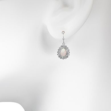 LC Lauren Conrad Silver Tone Pave Border Opal Teardrop Earrings