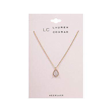 LC Lauren Conrad Gold Tone Short Simulated Crystal Teardrop Pendant Necklace
