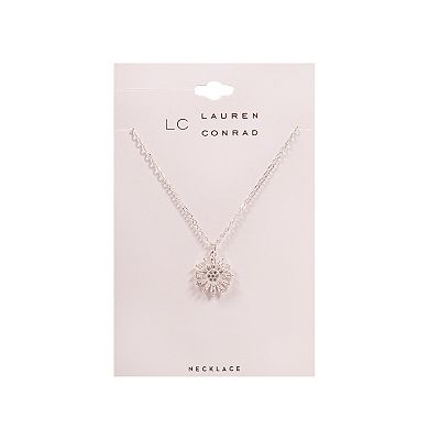 LC Lauren Conrad Silver Tone Baguette Flower Pendant Necklace