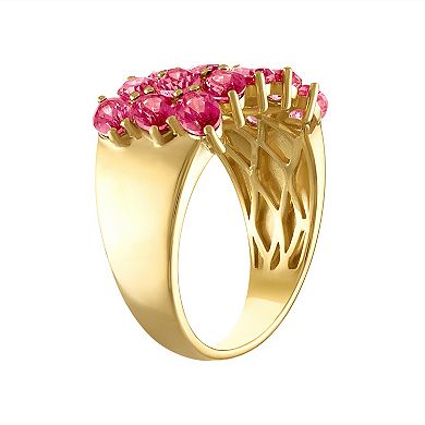 Tiara 14k Gold Over Silver Marquise Pink Topaz Cluster Ring