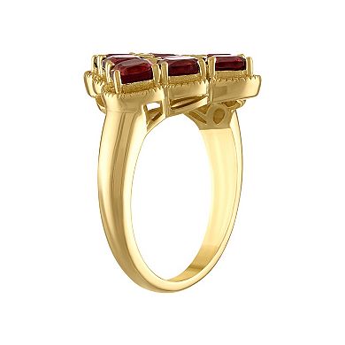 Tiara 14k Gold Over Silver Garnet & Diamond Accent Ring