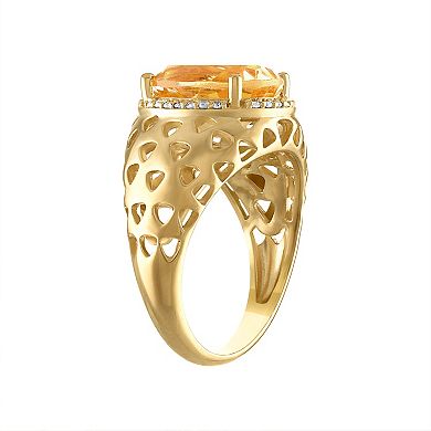 Tiara 14k Gold Over Silver Citrine & 1/8 Carat T.W. Diamond Ring
