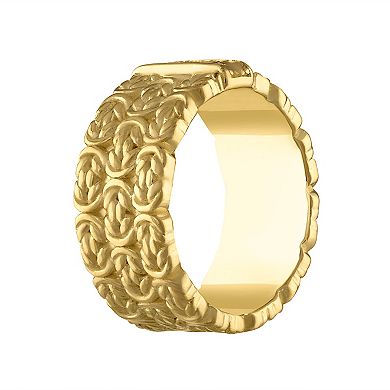 Tiara 14k Gold Over Silver 1/4 Carat T.W. Diamond Byzantine Ring