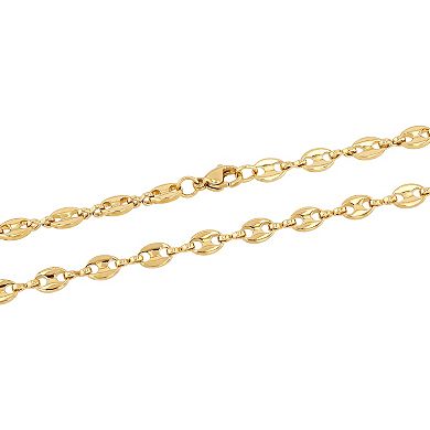 Steel Nation Men's Gold Tone Stainless Steel Mariner Link Chain Necklace