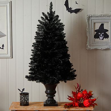 nearly natural 4ft. Black Halloween 100-Light LED Artificial Christmas Tree