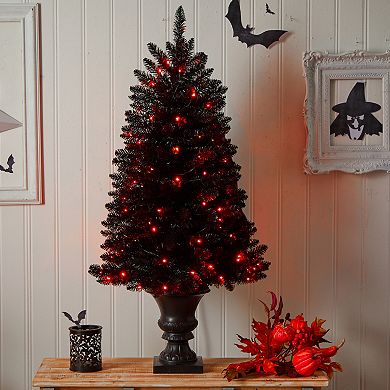 nearly natural 4ft. Black Halloween 100-Light LED Artificial Christmas Tree