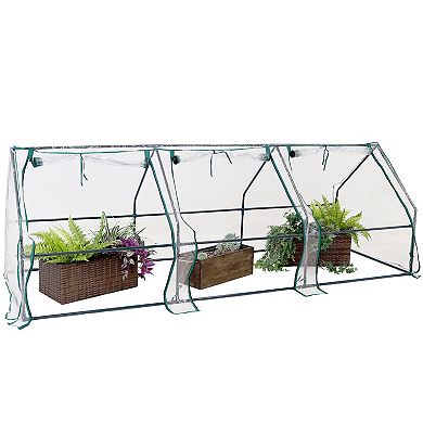 Sunnydaze Steel Plastic Cover Seed Cloche Zippered Mini Greenhouse - Clear