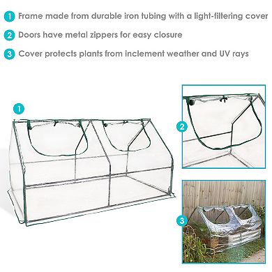 Sunnydaze Steel Pvc Cover Mini Cloche Greenhouse With Zipper - Clear