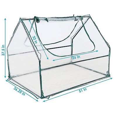 Sunnydaze 4 x 3 ft Steel PVC Panel Mini Greenhouse with 2 Doors - Clear